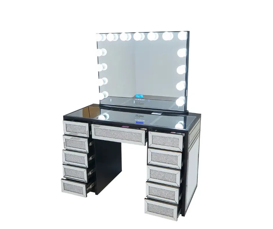 Jennifer Hollywood Makeup Vanity Station - Black