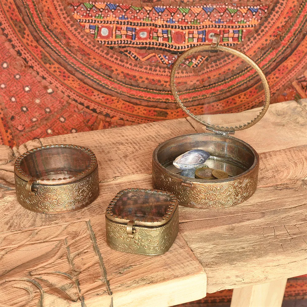 Josephine Mirrored Brass Box