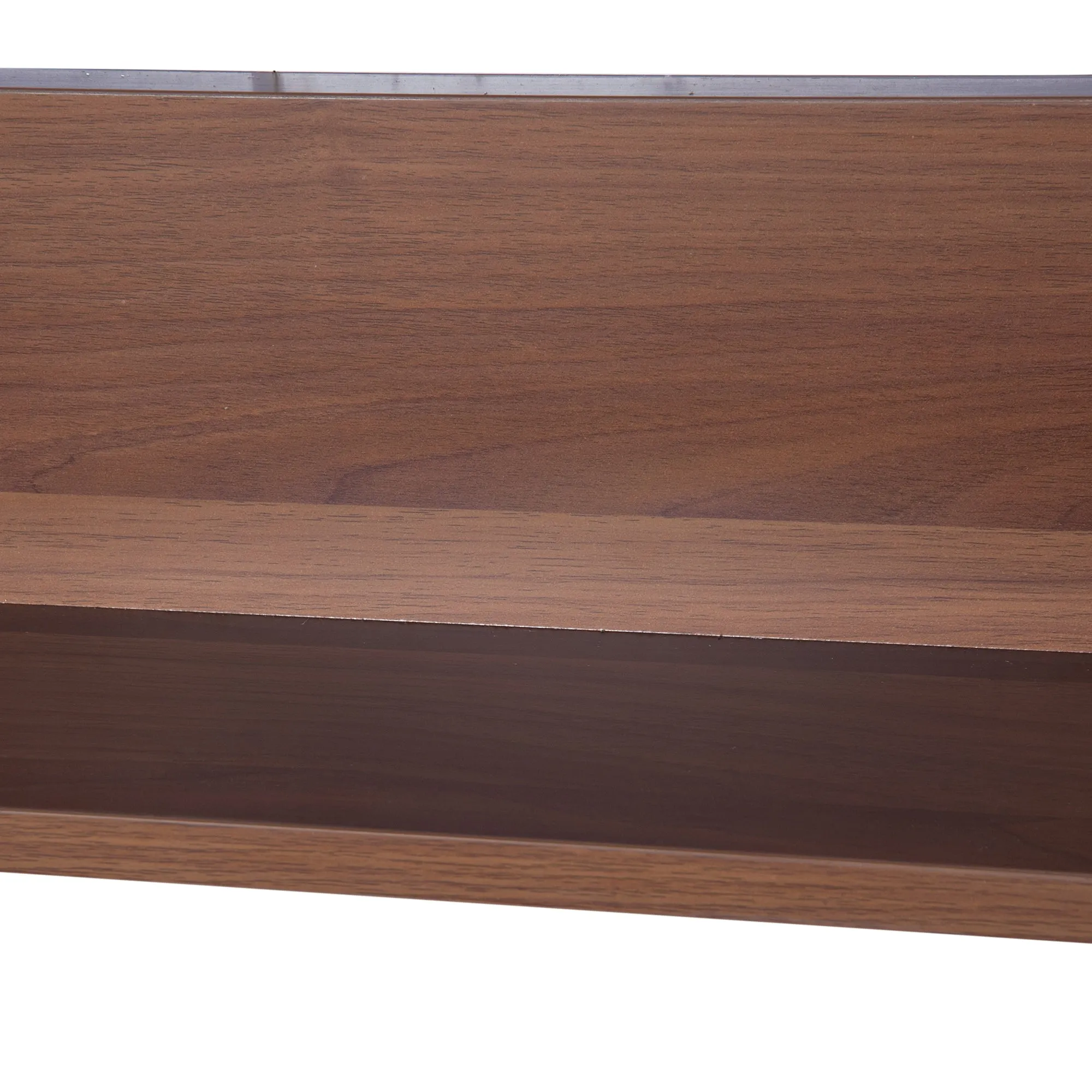 kleankin Wall Mounted Glass Bathroom Mirror Cabinet Storage Shelf, 63Wx60Hx13.5T cm-Walnut