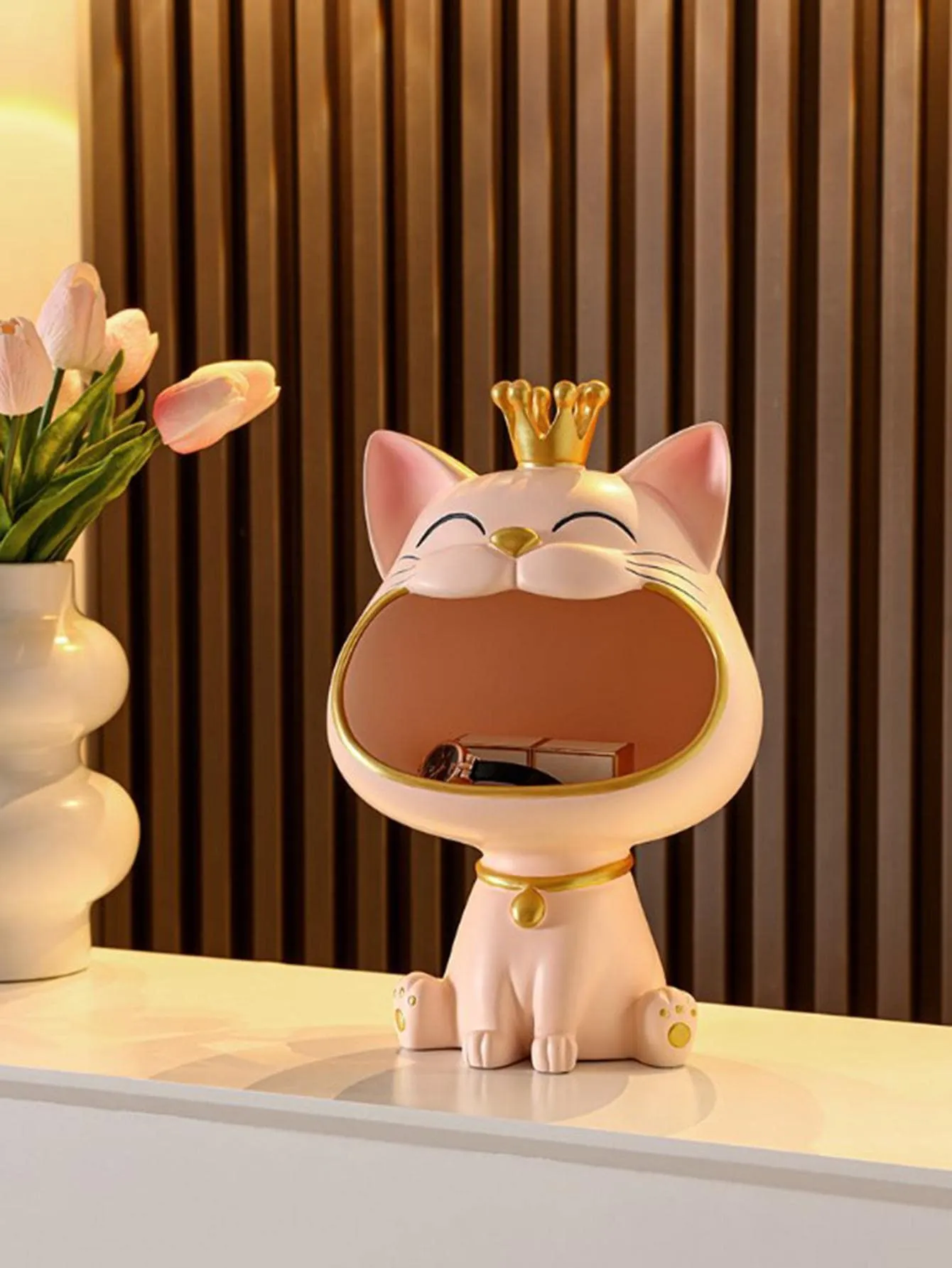 Lucky Cat Statue Sculpture Miniature Figurine Sundries Storage Box