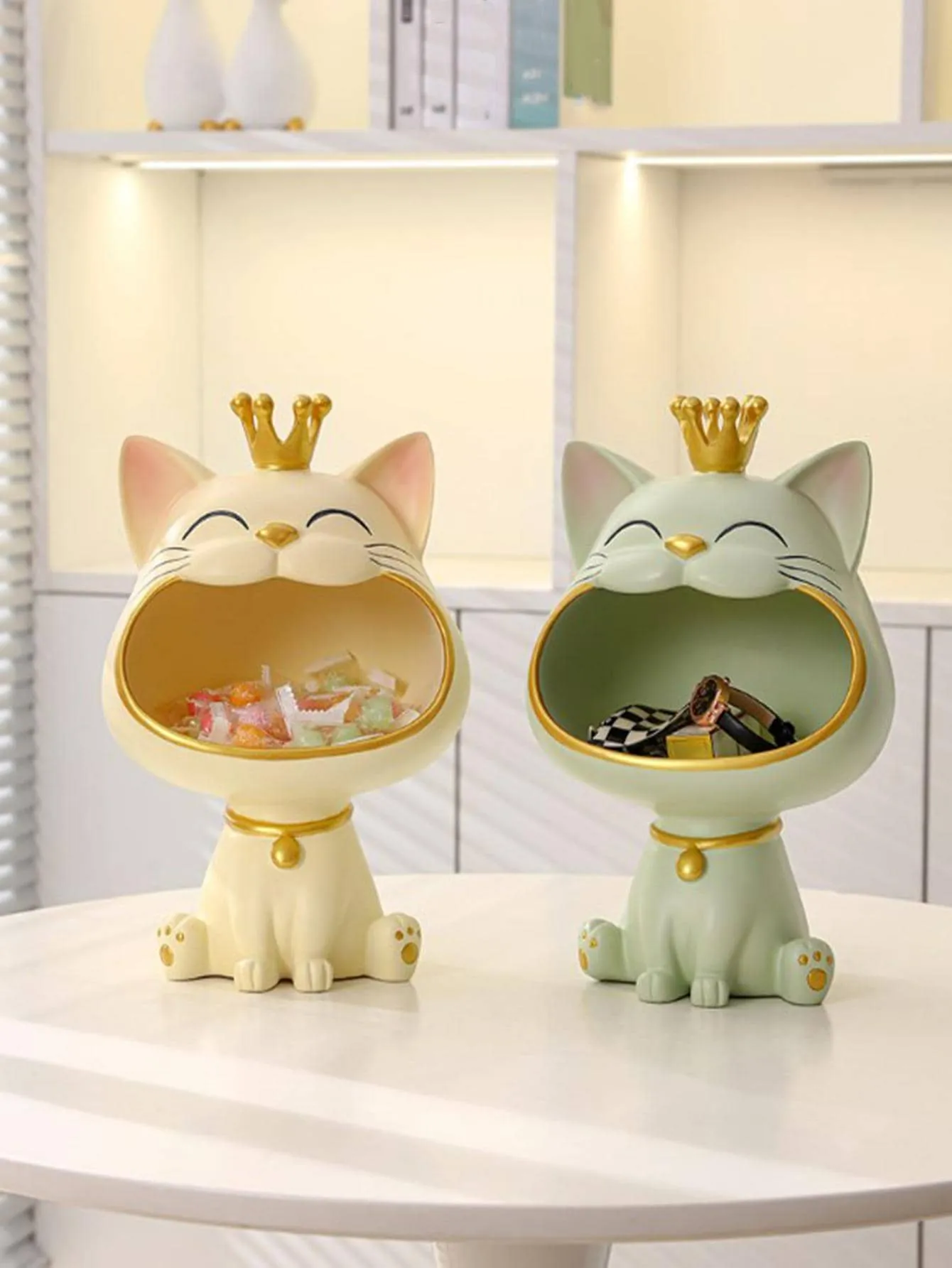 Lucky Cat Statue Sculpture Miniature Figurine Sundries Storage Box