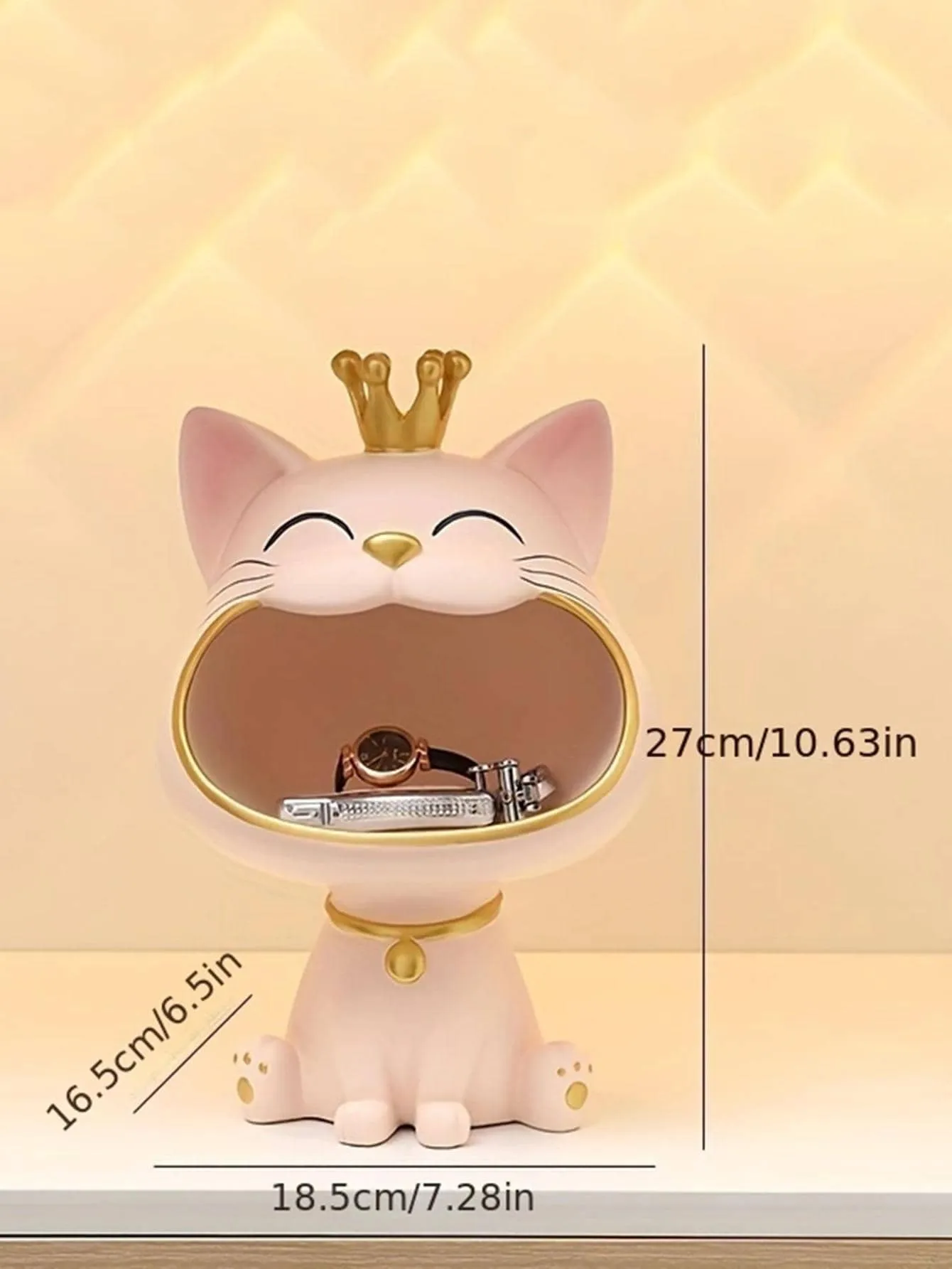 Lucky Cat Statue Sculpture Miniature Figurine Sundries Storage Box