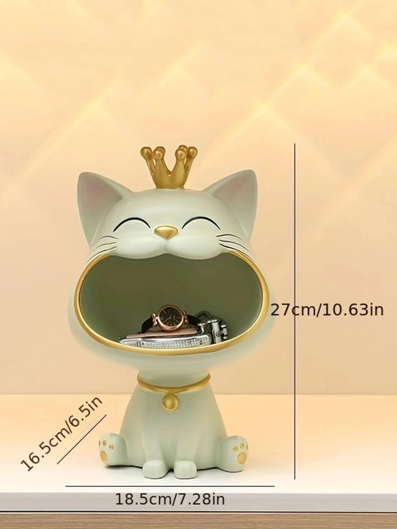 Lucky Cat Statue Sculpture Miniature Figurine Sundries Storage Box