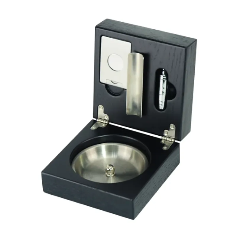 Luxury High Quality Folding Wooden Cigar Ashtray With Cutter