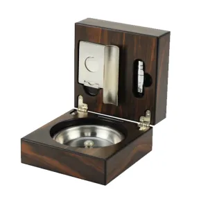 Luxury High Quality Folding Wooden Cigar Ashtray With Cutter