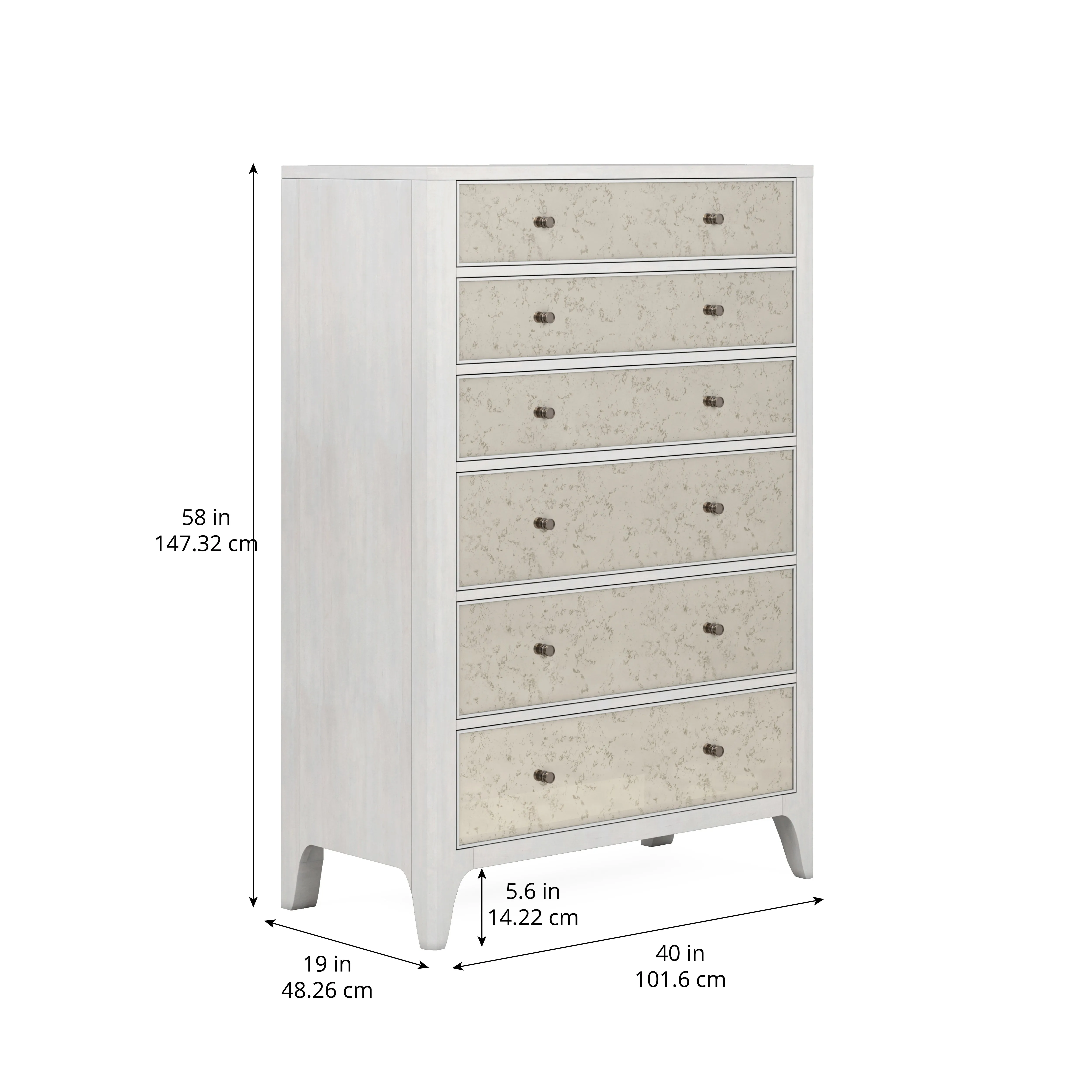 MEZZANINE Dove Grey Wood 6 Drawers Chest