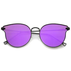 Modern Flat Mirror Lens Horned Rim Sunglasses A854