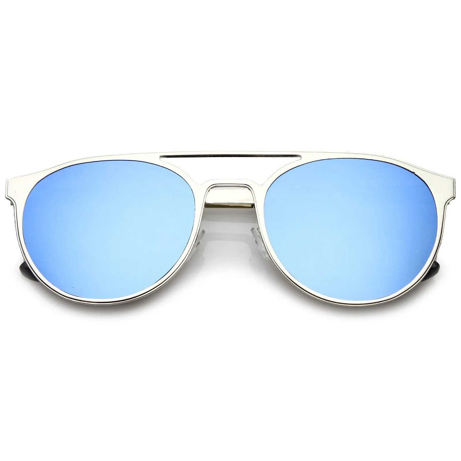 Modern Horned Rim Sleek Round Flat Lens Sunglasses A905