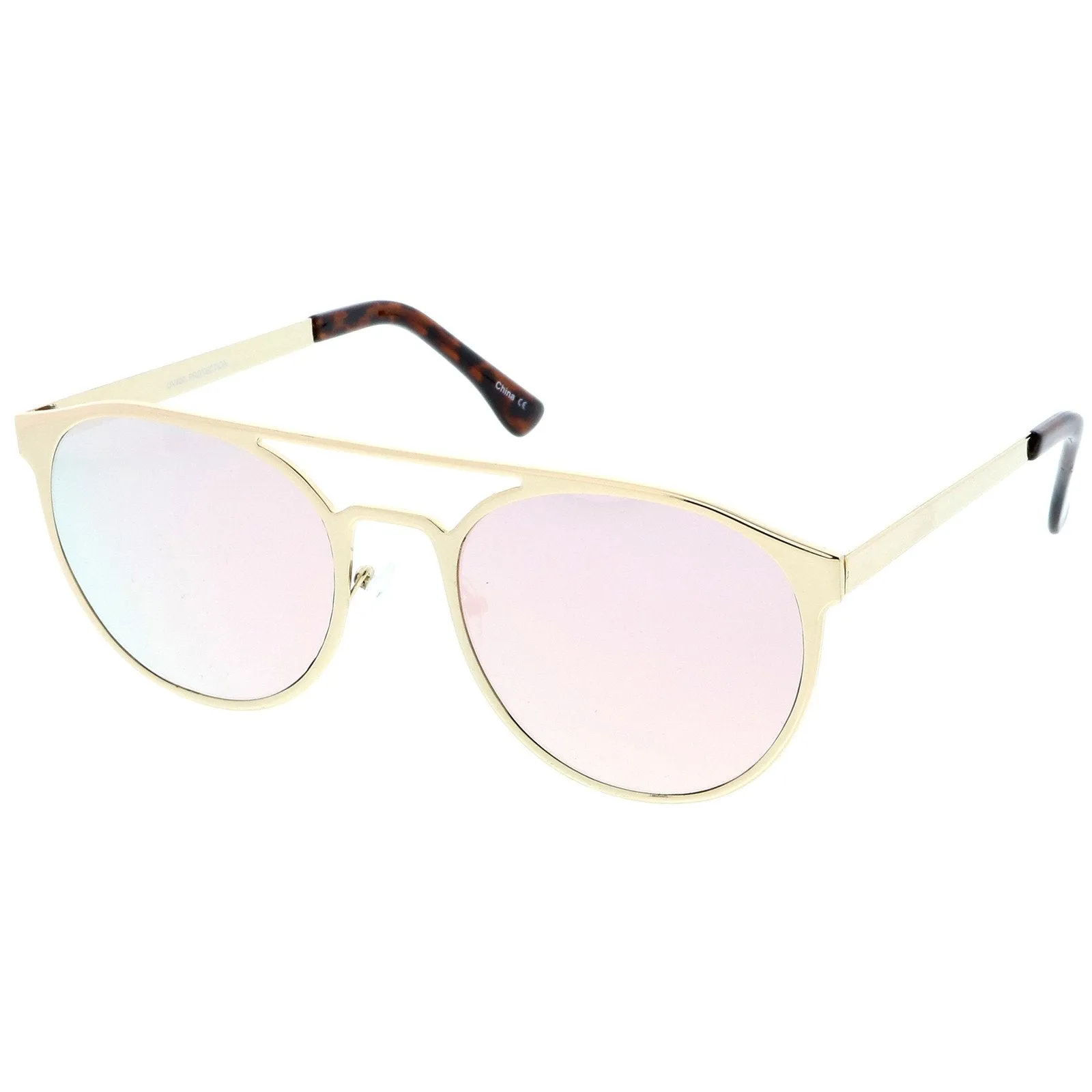 Modern Horned Rim Sleek Round Flat Lens Sunglasses A905