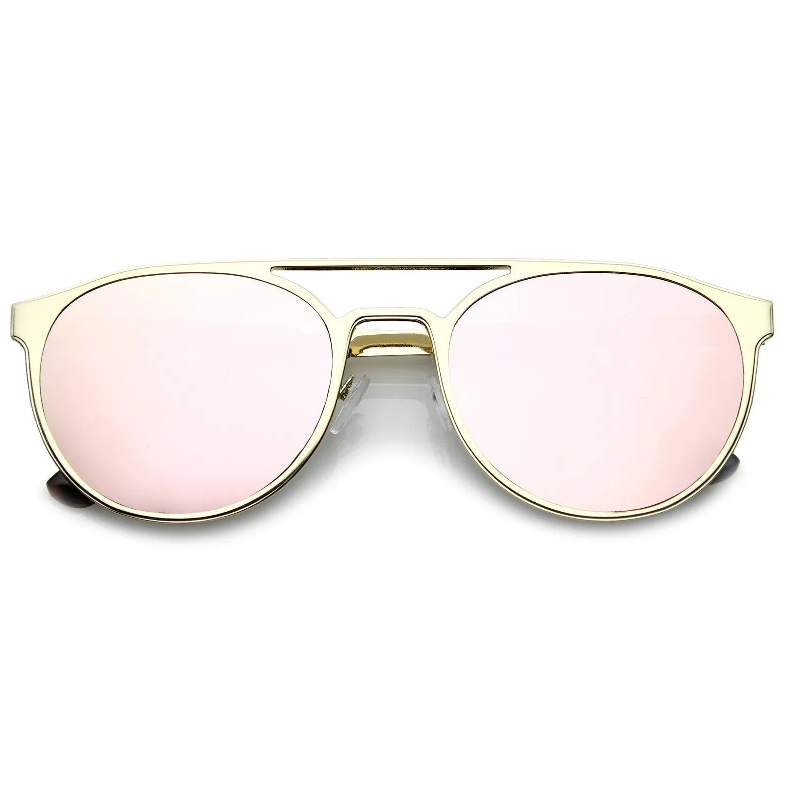 Modern Horned Rim Sleek Round Flat Lens Sunglasses A905