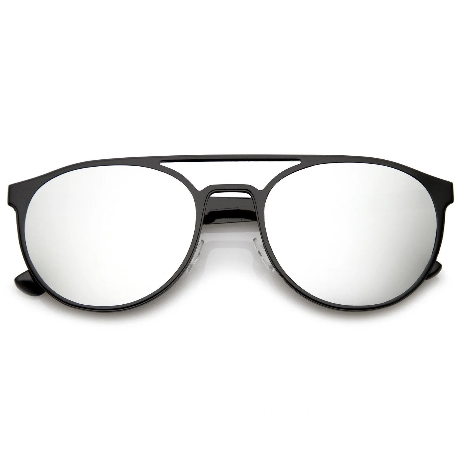Modern Horned Rim Sleek Round Flat Lens Sunglasses A905