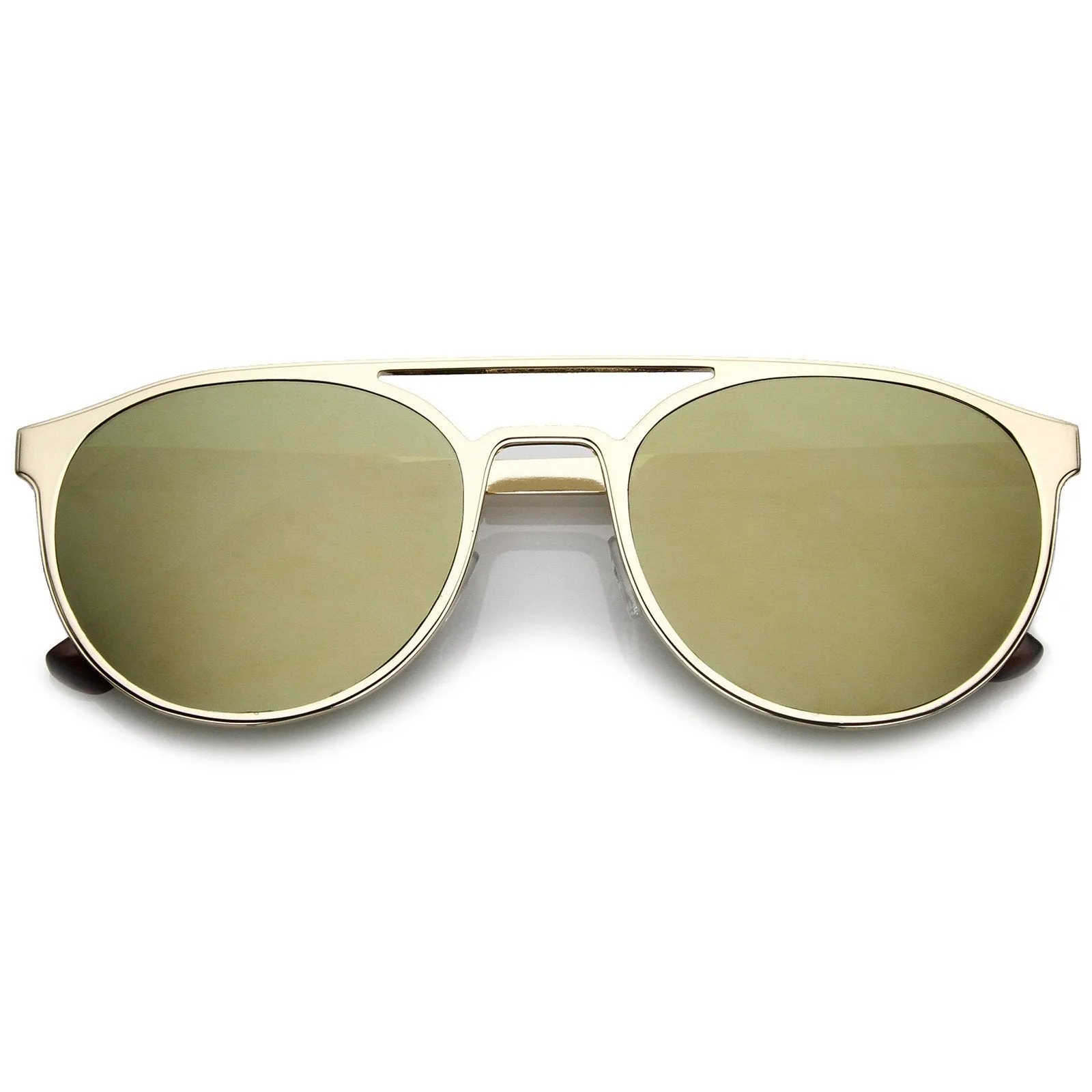 Modern Horned Rim Sleek Round Flat Lens Sunglasses A905