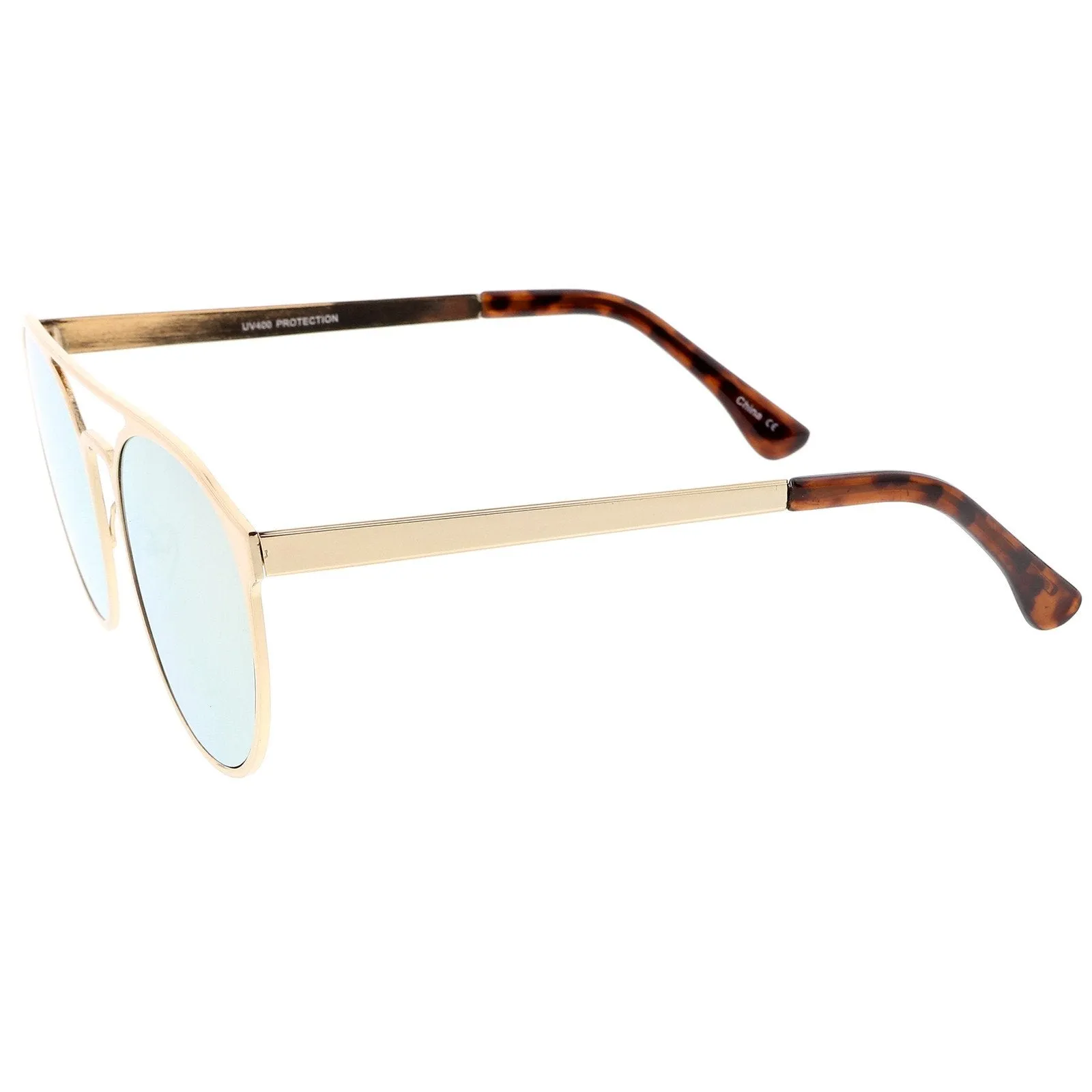 Modern Horned Rim Sleek Round Flat Lens Sunglasses A905