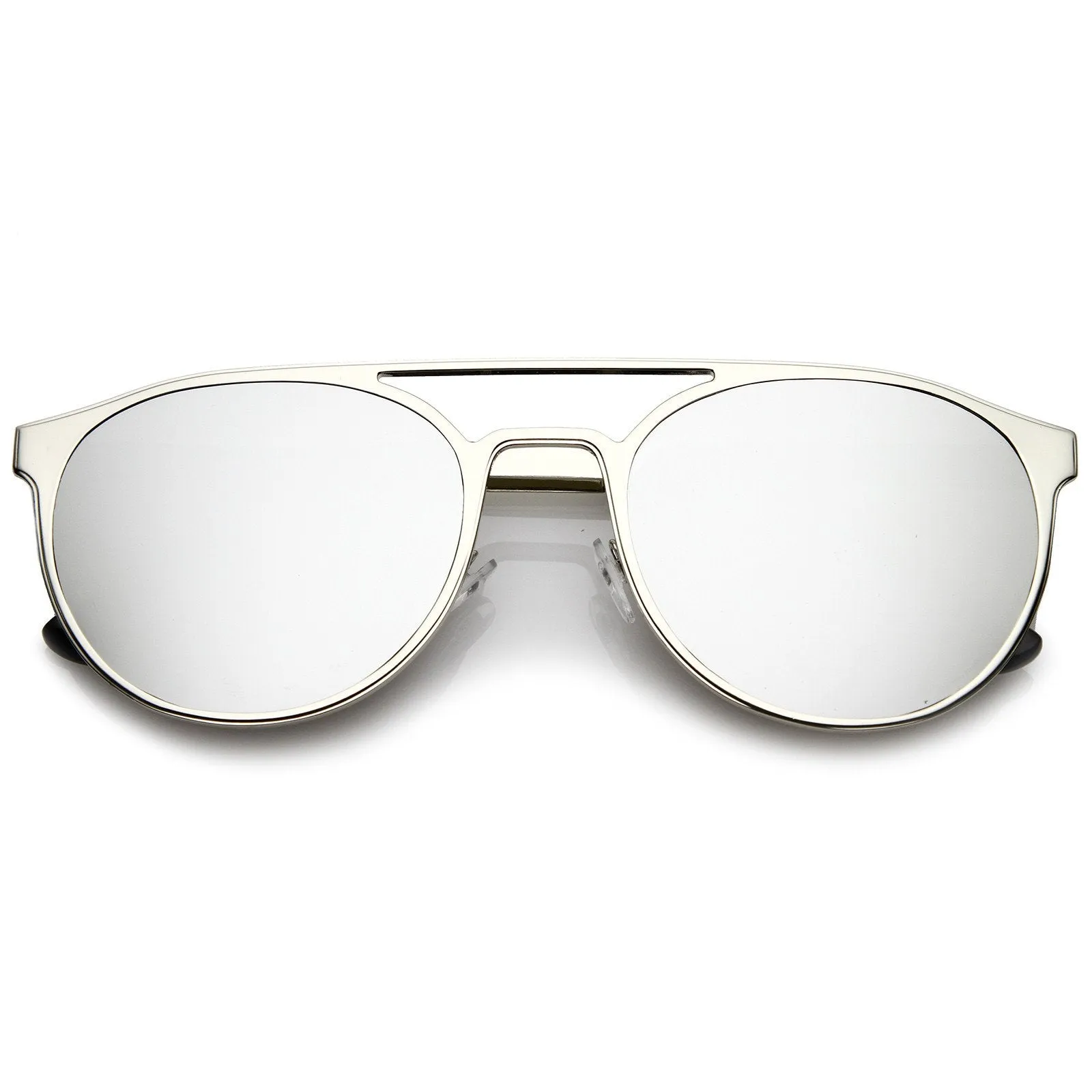 Modern Horned Rim Sleek Round Flat Lens Sunglasses A905