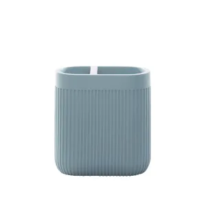 Modern Ribbed Blue Bath Accessories, Toothbrush Holder 