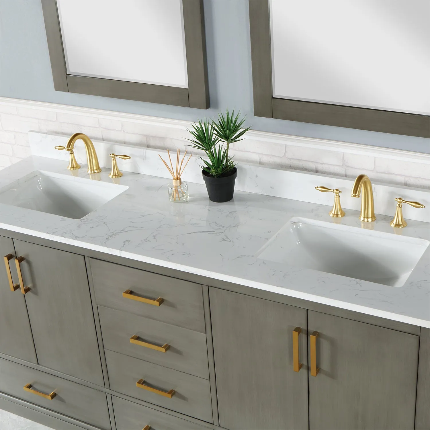 Monna 72" Double Bathroom Vanity Set with Aosta White Composite Stone Countertop