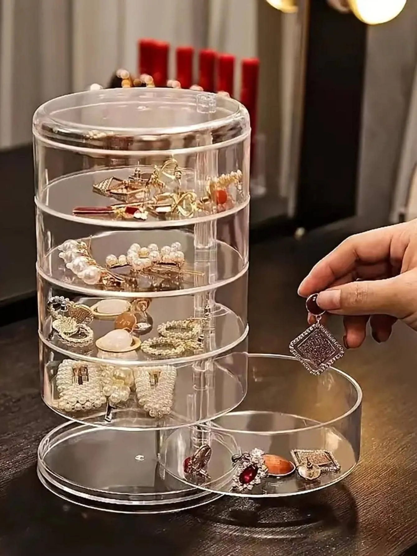 Multilayer Visual Rotatable Jewelry Storage Box