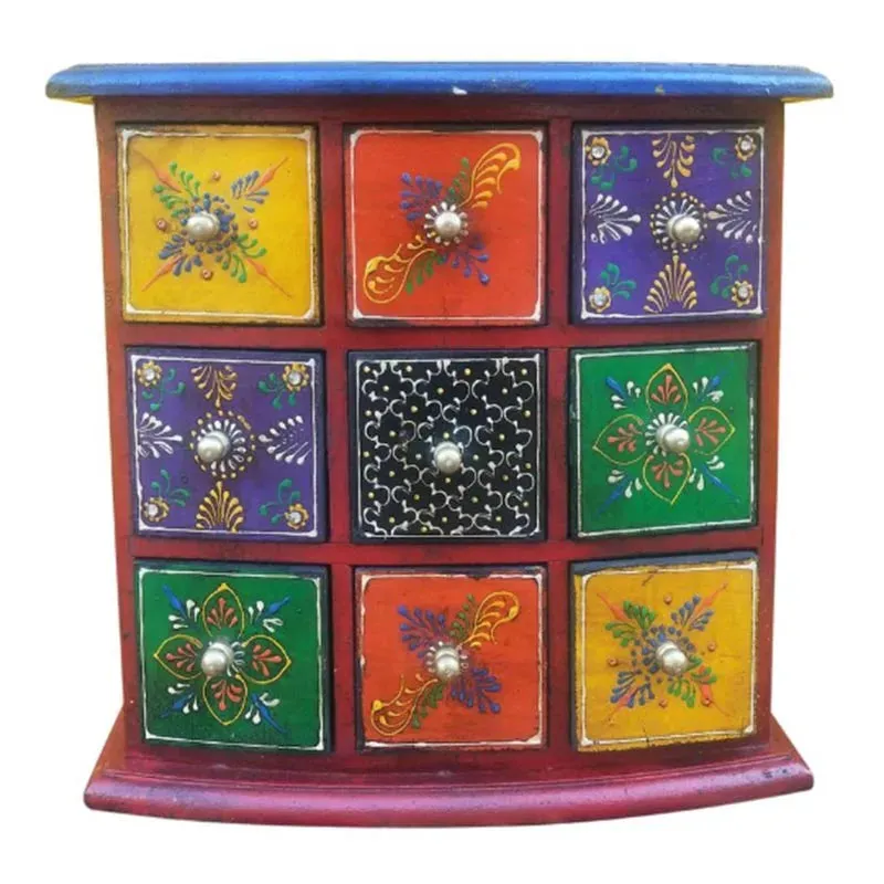 Nine Drawer Wooden Organizer Box