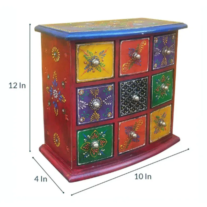Nine Drawer Wooden Organizer Box