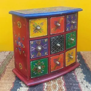 Nine Drawer Wooden Organizer Box
