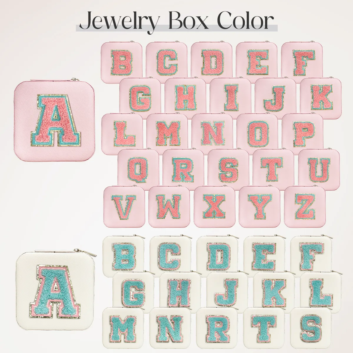 Personalized Jewelry Box, Pink Travel Jewelry Box with Initial L, Small Monogrammed Jewelry Case Organizer for Girls Women Teen Kids, Mini Travel Essentials Gifts for Birthday Christmas