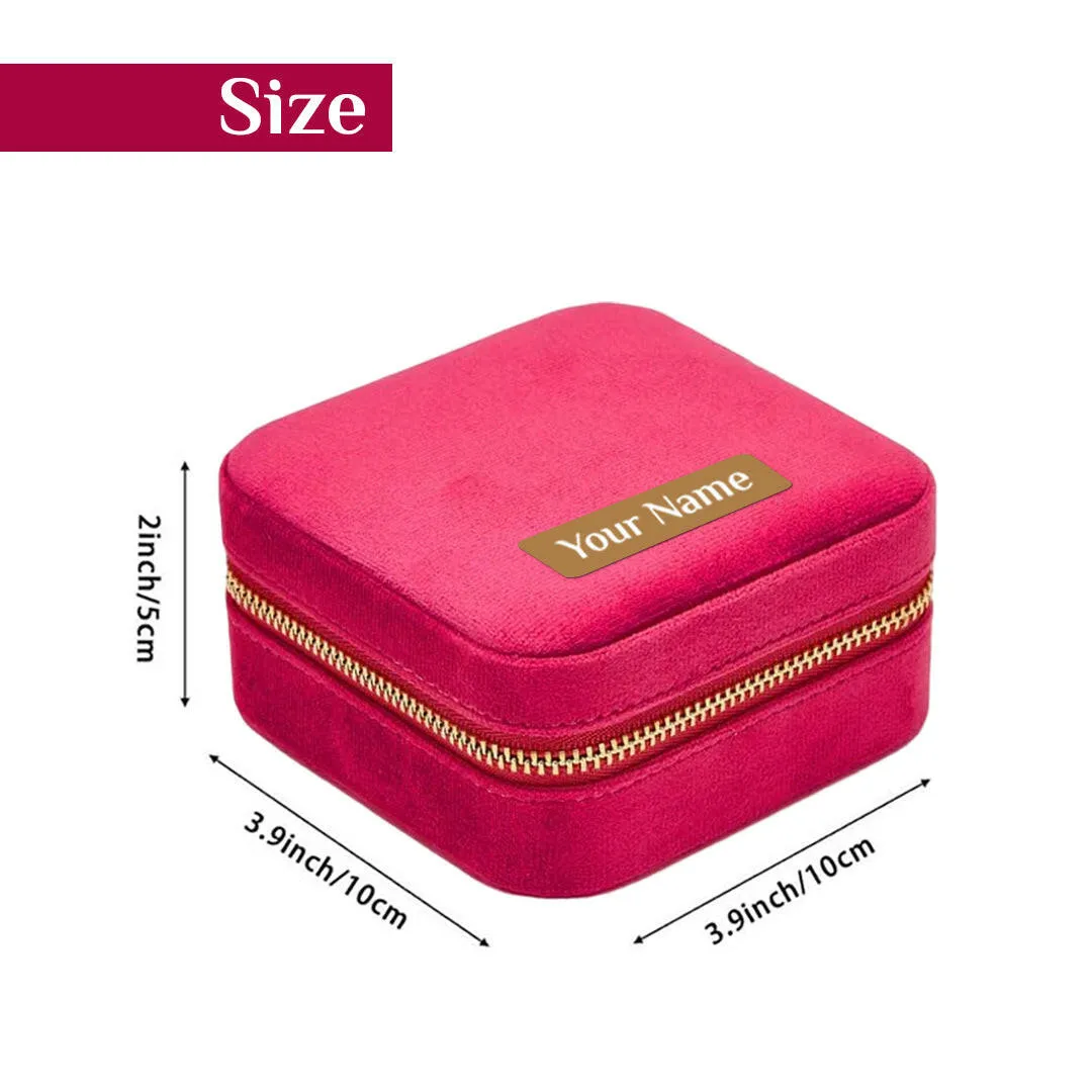 Personalized Name Mini Jewellery Organizer Box Earrings Rings Necklaces Gifts for Women - Pink