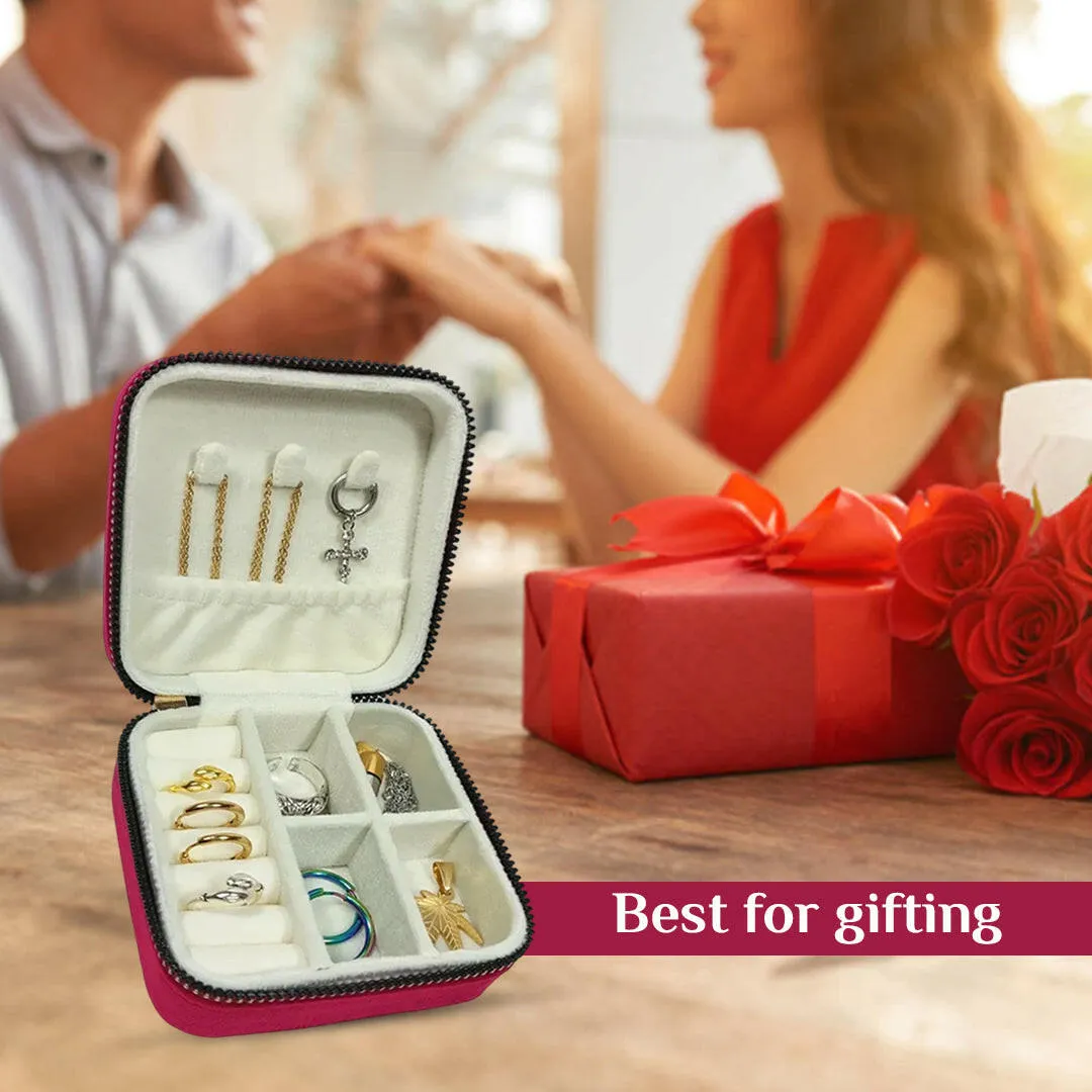 Personalized Name Mini Jewellery Organizer Box Earrings Rings Necklaces Gifts for Women - Pink