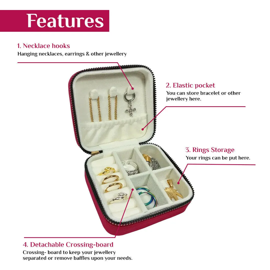 Personalized Name Mini Jewellery Organizer Box Earrings Rings Necklaces Gifts for Women - Pink