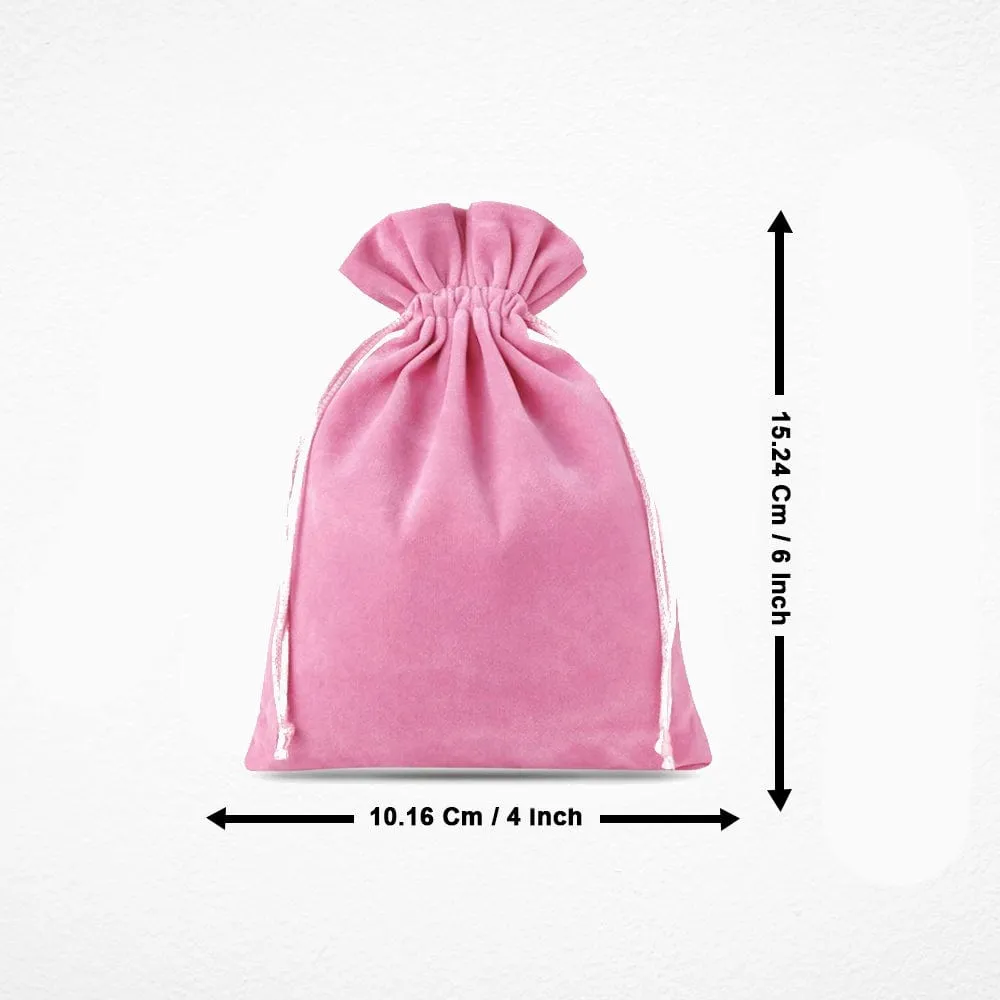 Pink Velvet Pouches Little Drawstring Gift Bags