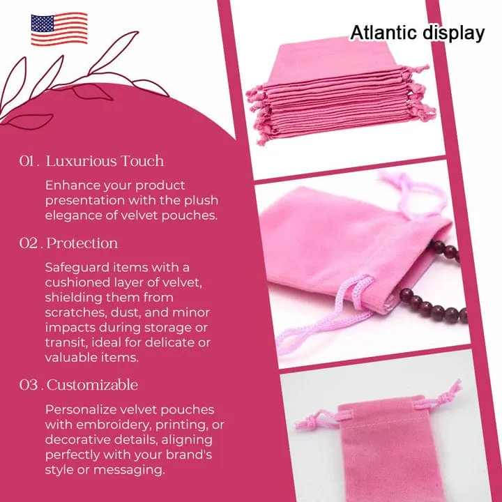 Pink Velvet Pouches Little Drawstring Gift Bags