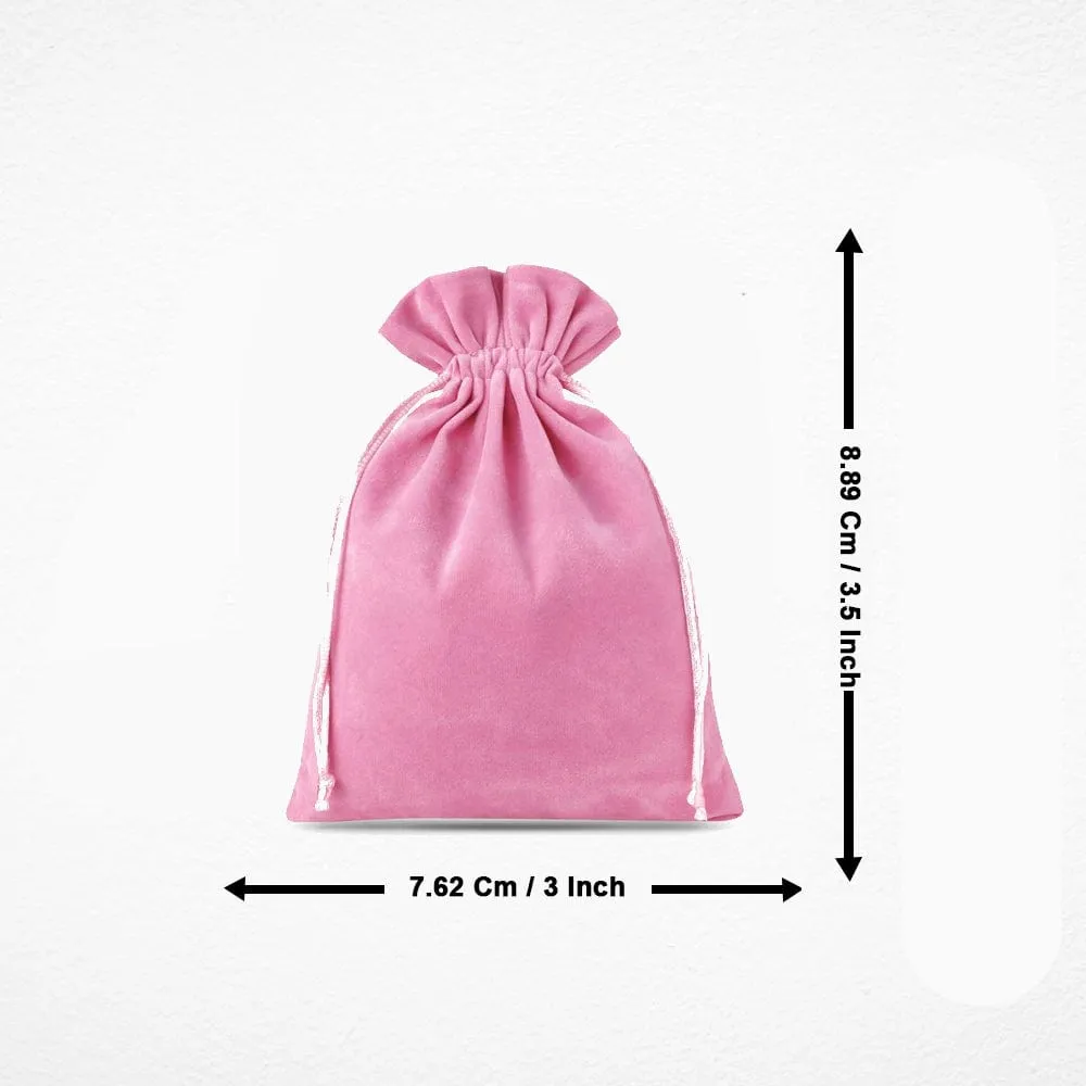 Pink Velvet Pouches Little Drawstring Gift Bags