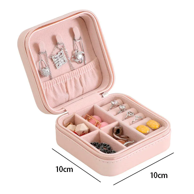 Portable Faux PU Leather Jewellery Storage-Pink