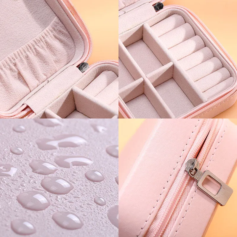 Portable Faux PU Leather Jewellery Storage-Pink