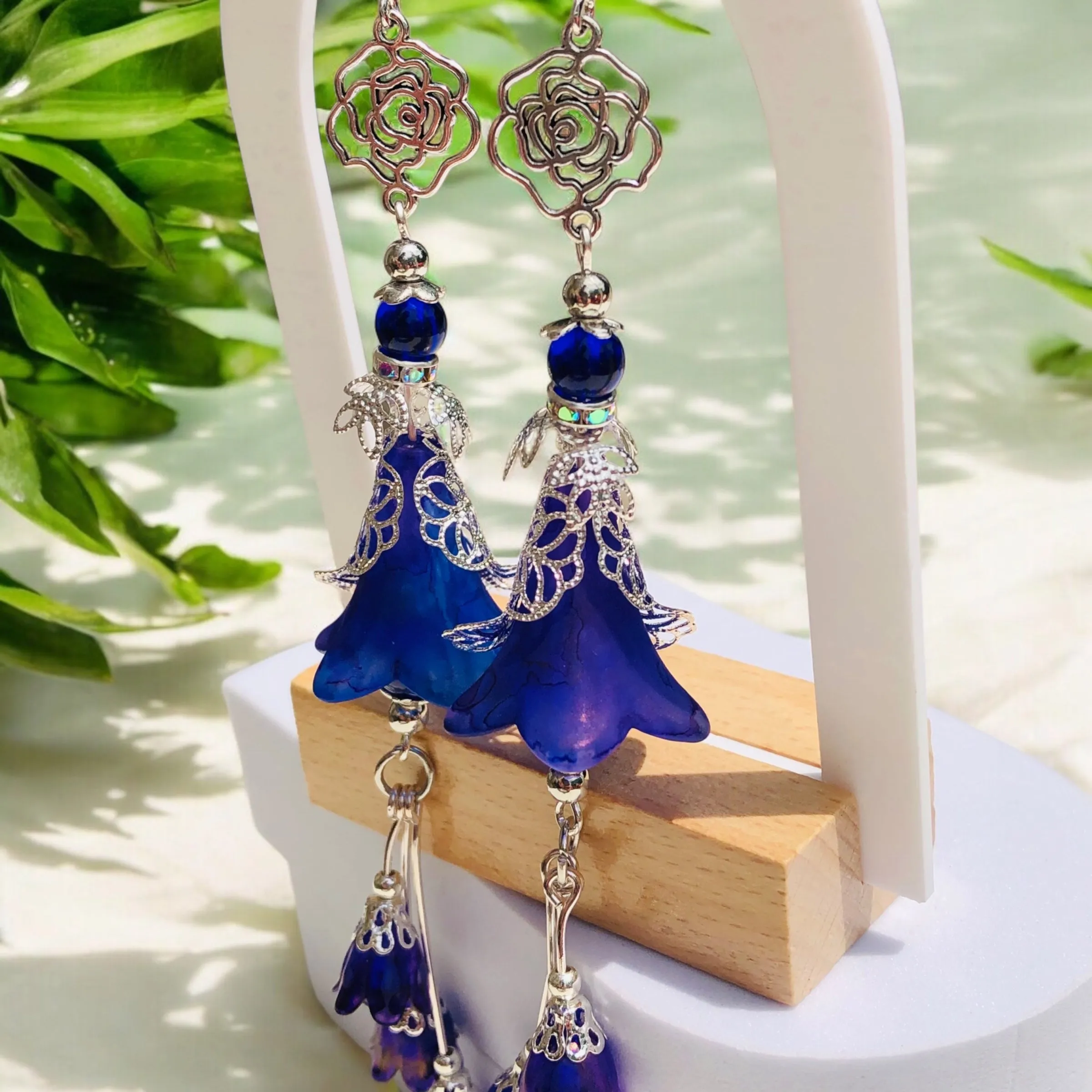 Purple Frilly Bohemian Bloom Earrings