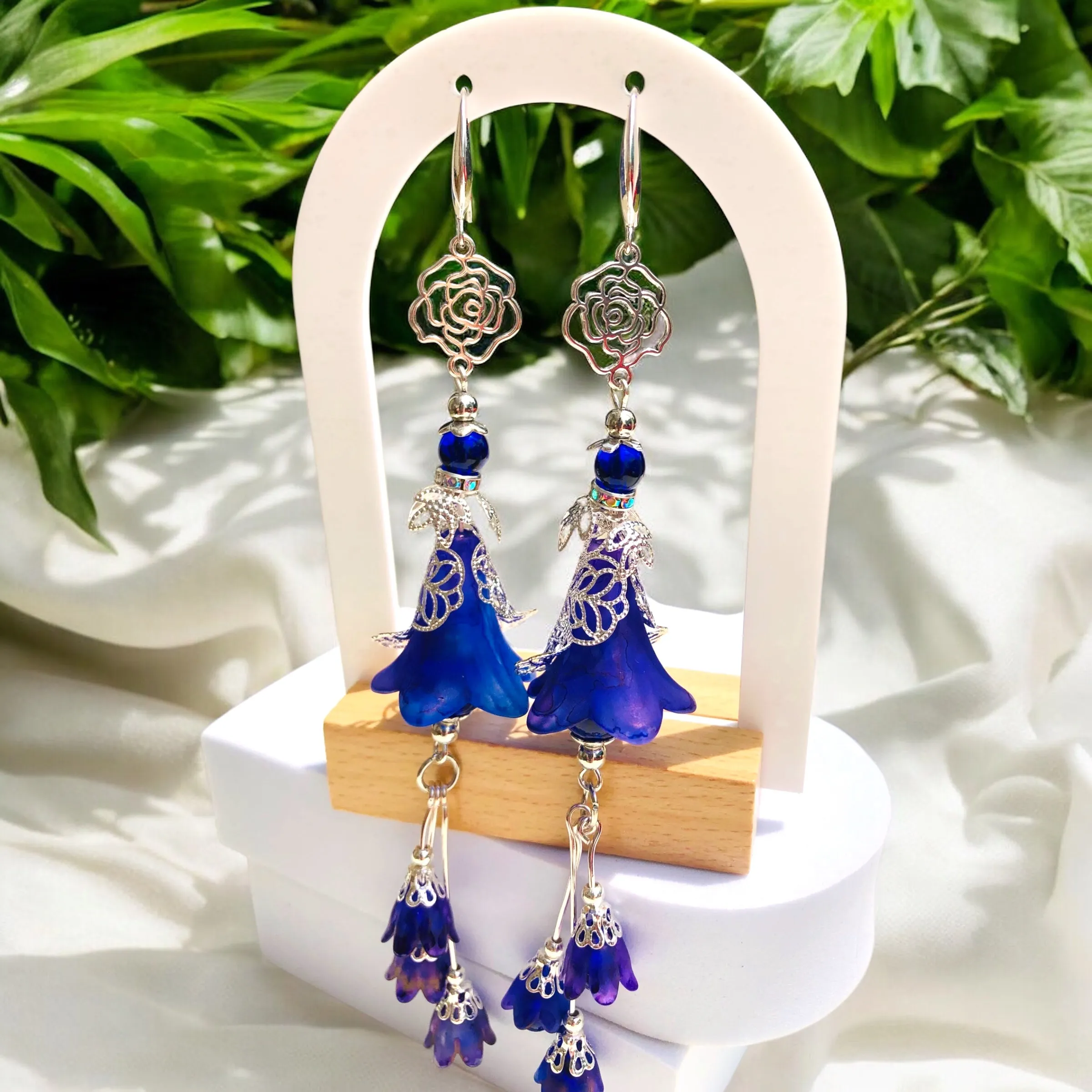Purple Frilly Bohemian Bloom Earrings