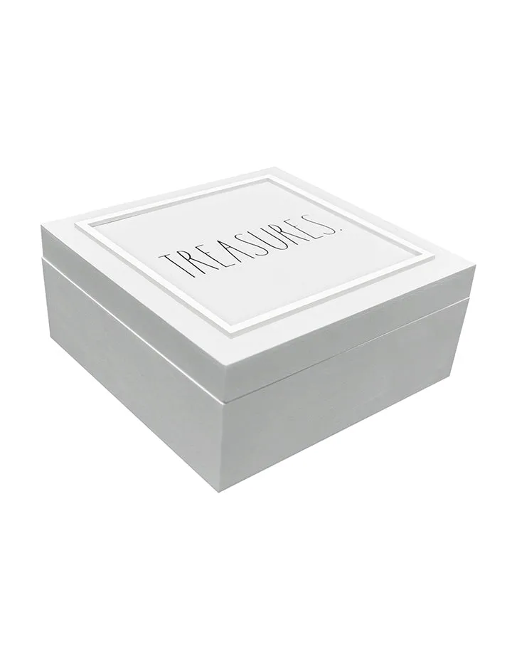 Rae Dunn "Treasures" White Wooden Storage Décor Box