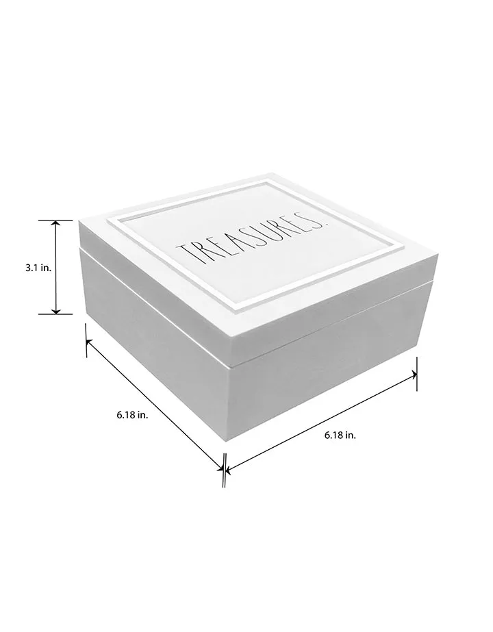 Rae Dunn "Treasures" White Wooden Storage Décor Box