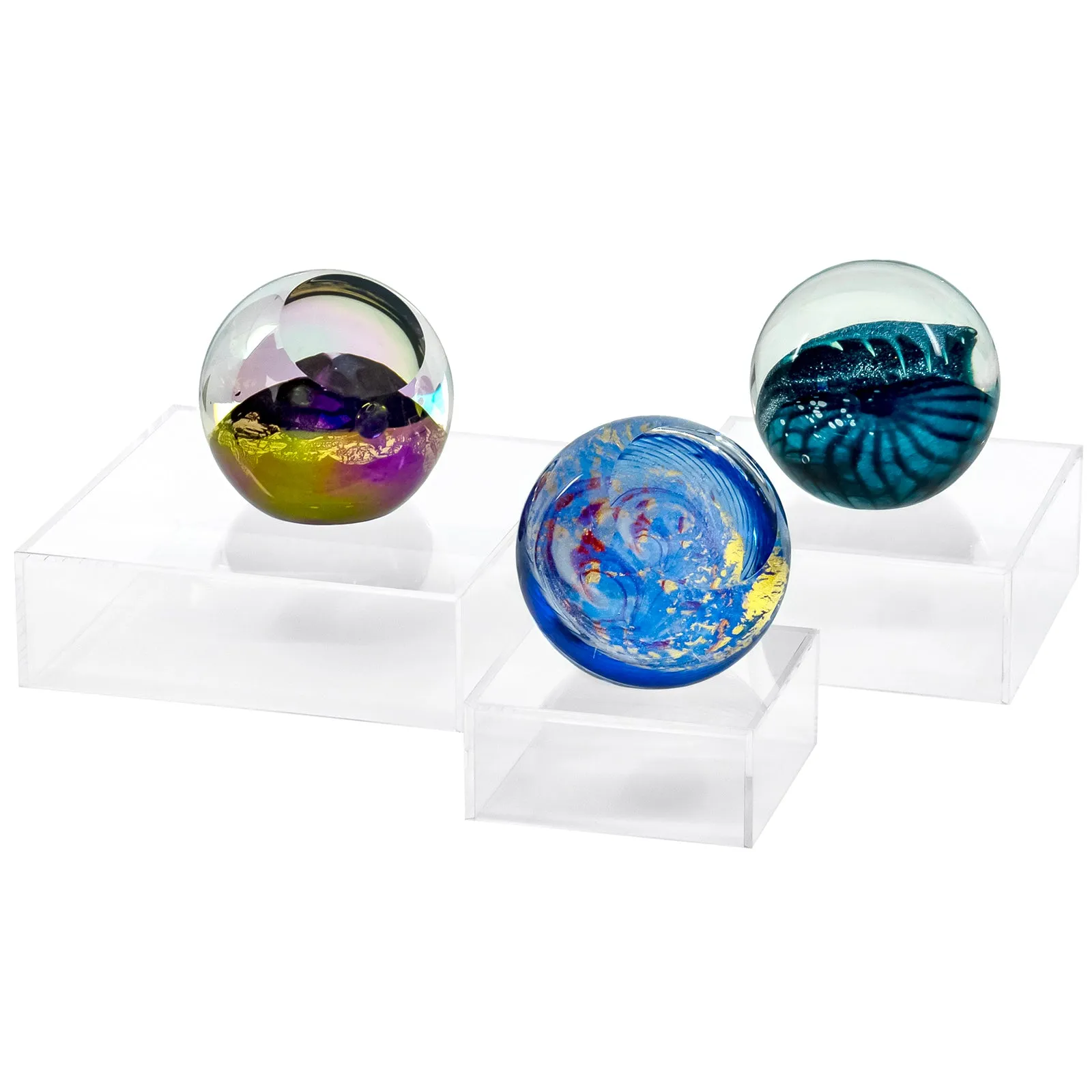 Red Co. Crystal Clear Small Acrylic Cubic Display Riser Stands with Hollow Bottoms | Transparent - 3-Pack