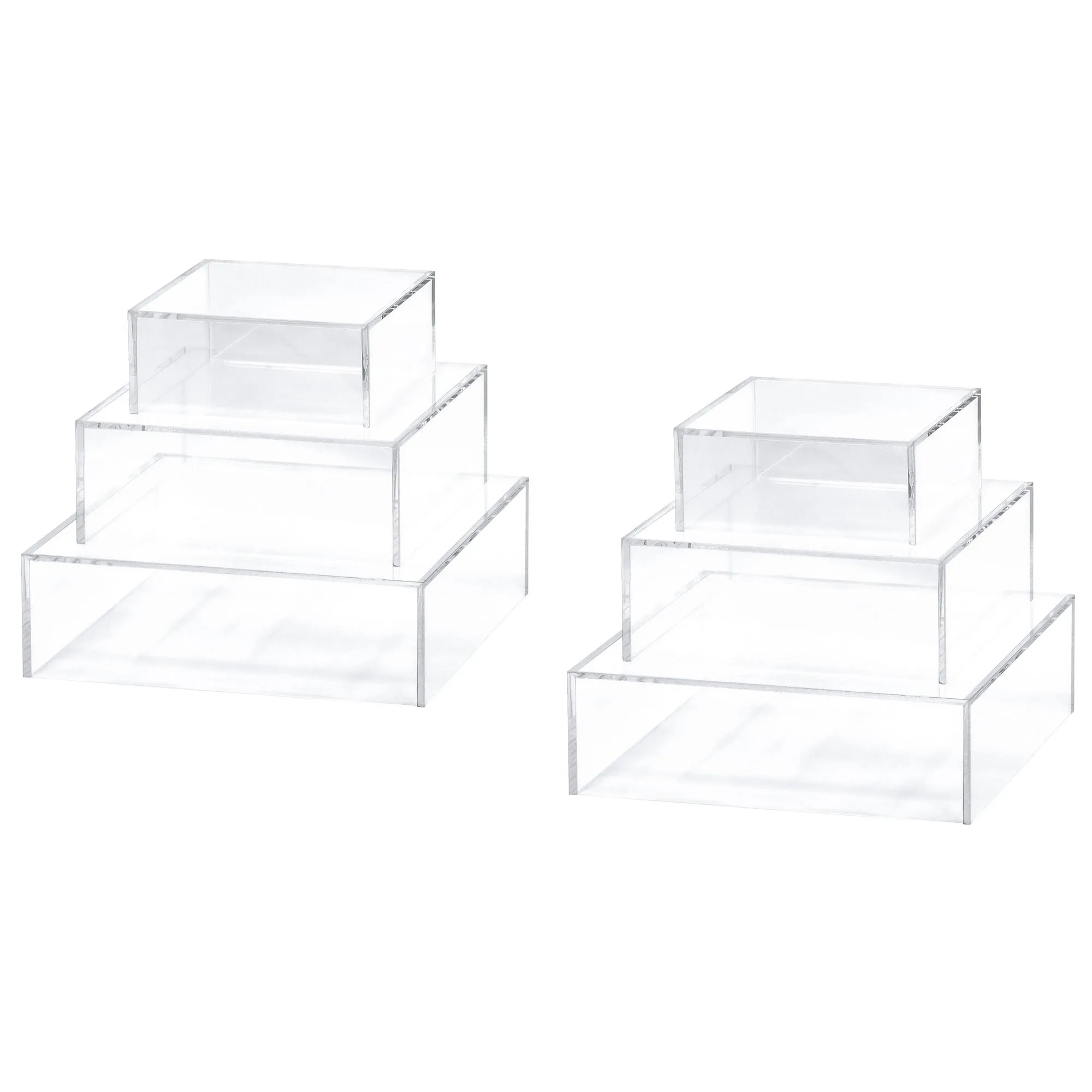 Red Co. Crystal Clear Small Acrylic Cubic Display Riser Stands with Hollow Bottoms | Transparent - 3-Pack