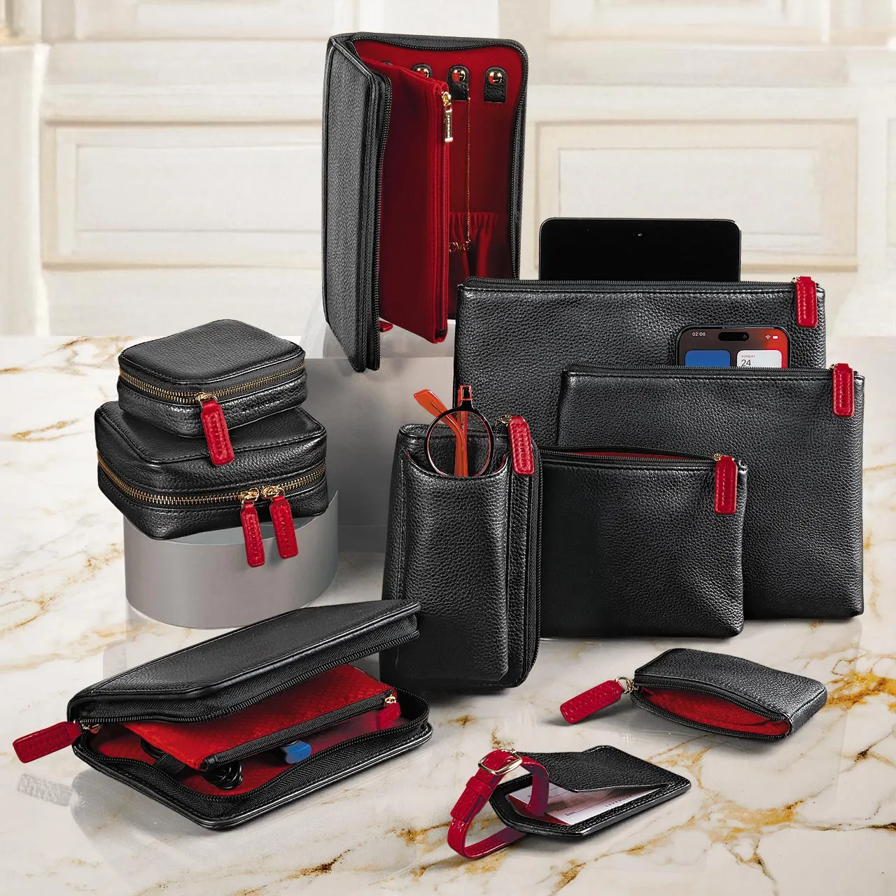 Red Tab Leather Jewelry Case