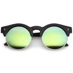 Retro Modern Round Horned Rim Half Frame Sunglasses A752