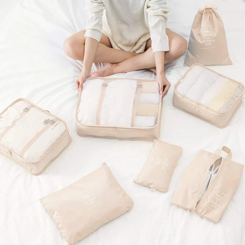 Robbie Travel Organizer (Beige) - Set Of Seven