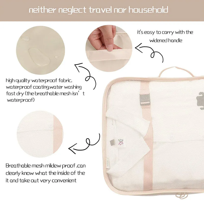 Robbie Travel Organizer (Beige) - Set Of Seven