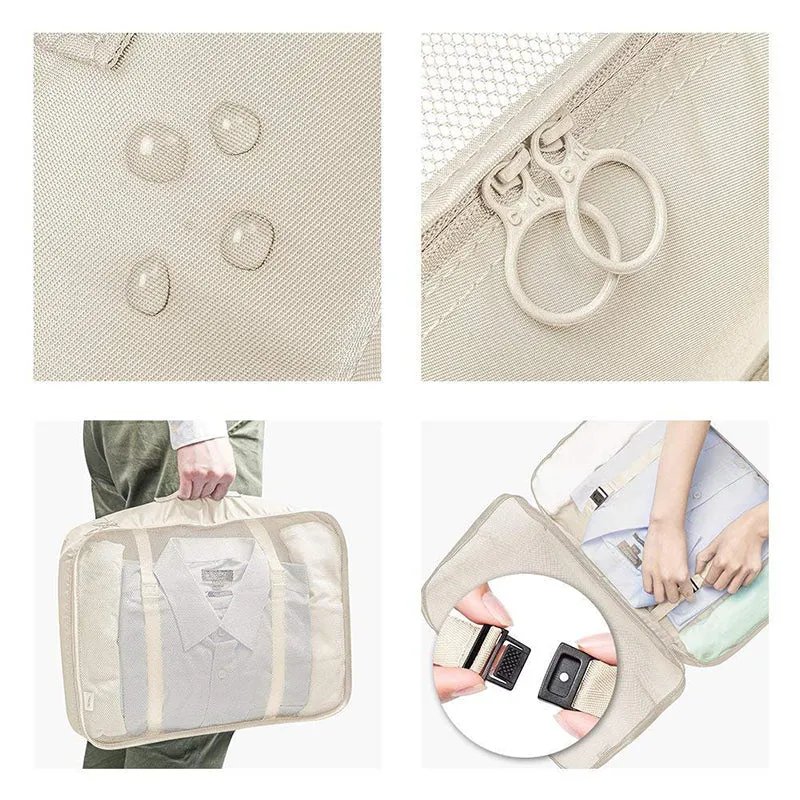 Robbie Travel Organizer (Beige) - Set Of Seven