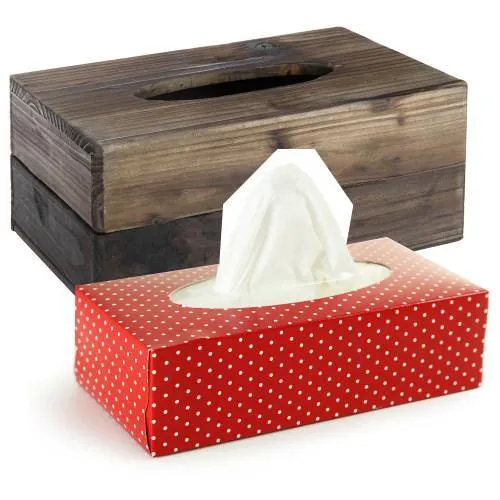Rustic Dark Torched Wood Tissue Box Cover