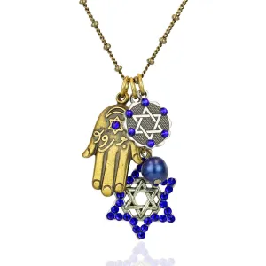 Shimmering Hamsa & Star of David Jumble Necklace
