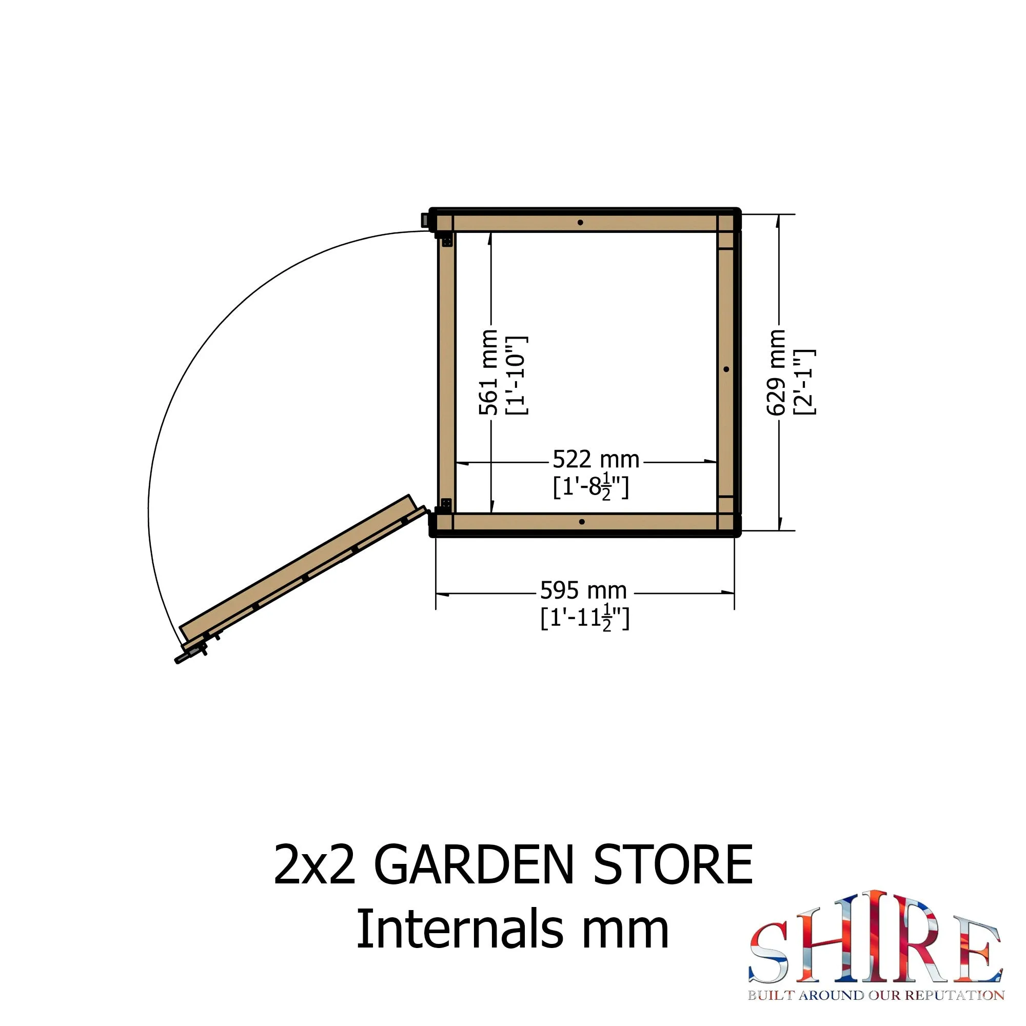 Shire Wentworth 2' x 1' 11" Pent Garden Store - Premium Dip Treated Shiplap
