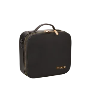 Small Cosmetic Travel Case: Black Leather