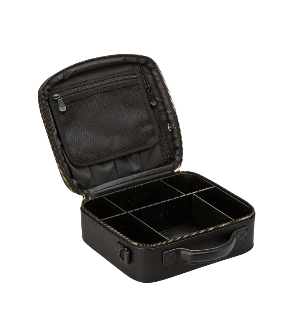 Small Cosmetic Travel Case: Black Leather