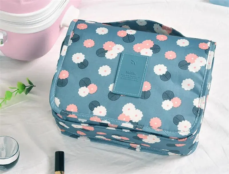 Spacious Waterproof Nylon Makeup Bag | Travel Toiletries Organizer